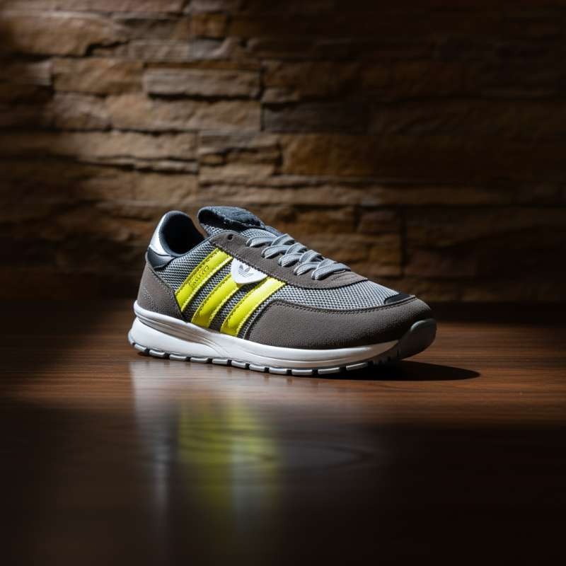 نتيجة تعديل صور المنتجات بالذكاء الاصطناعي - حذاء رياضي في بيئة عصرية